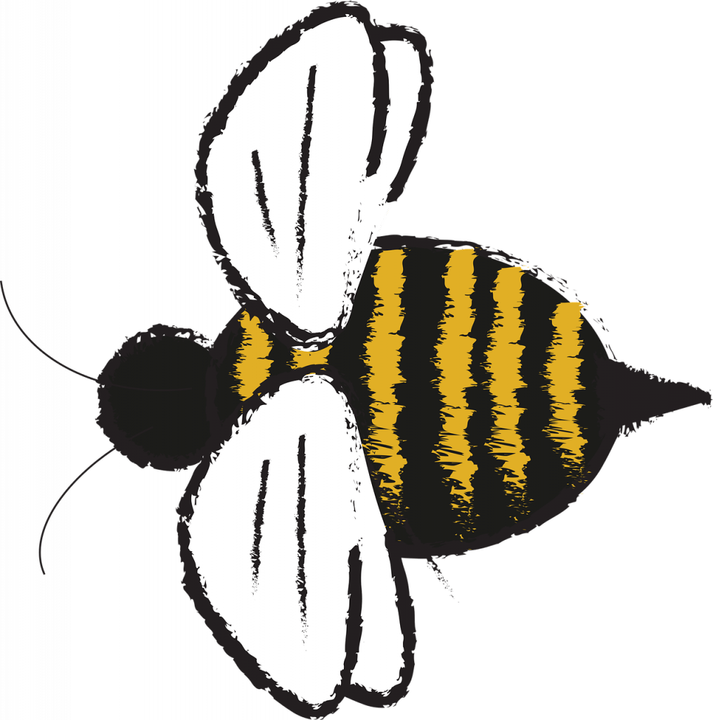 a line drawing of a bumblebee